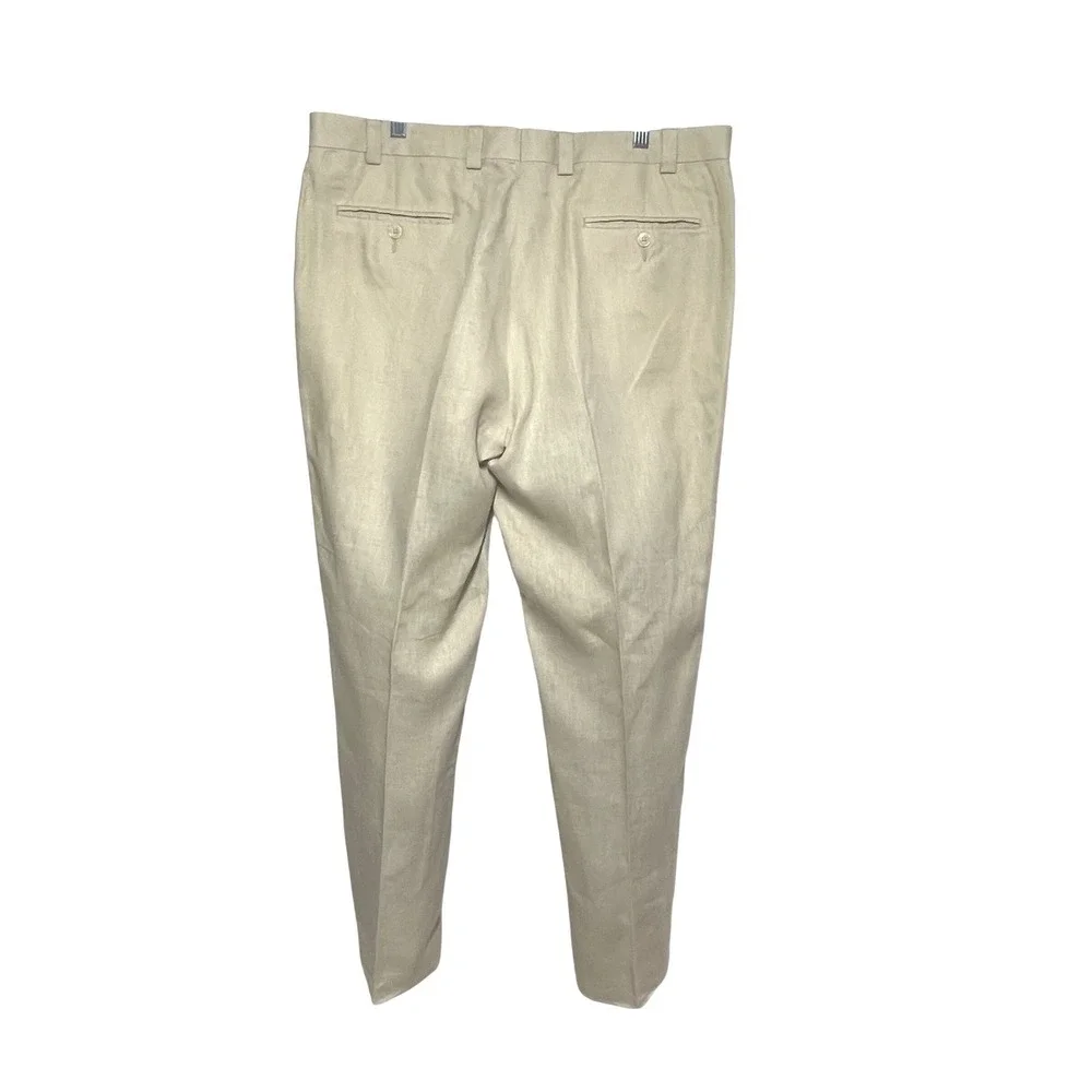 Calvin‎ Klein Mens 100% Linen Dress Pants Beige Trousers 36 x 30 Coastal Luxury